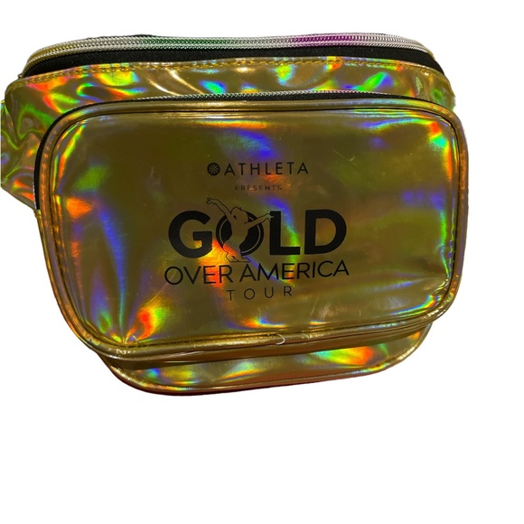 Athleta Gold Over America Tour gold belt bag EUC, spot on back - Picture 2 of 11